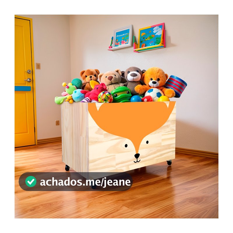 Caixote de Madeira para Brinquedos, Caixa Organizadora de Madeira, Baú com rodas para Brinquedos