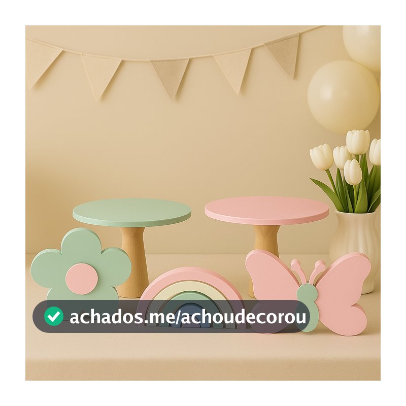 kit Boleiras em mdf decorado festa  + 1 totem 3d diversas cores e modelos