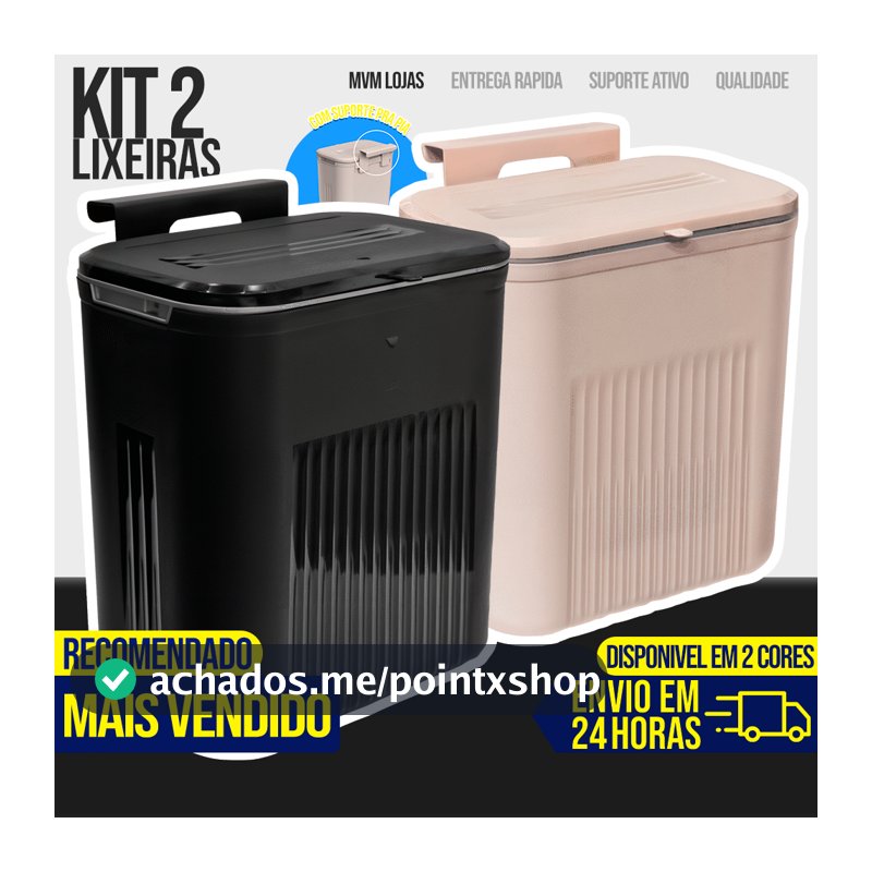 Lixeira Cesto de Lixo 09 Litros Automática Suspensa Rose Preta Banheiro Cozinha Escritório Quarto