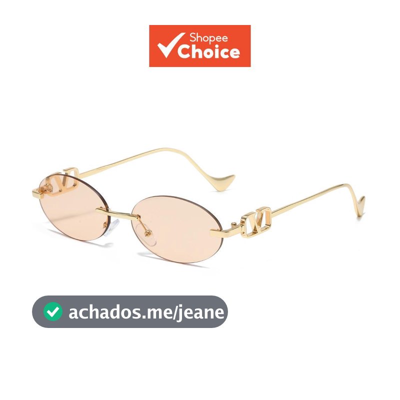 Óculos De Sol Ovais De Designer De Luxo Feminino Uv400 Armações De Metal Sem Aro