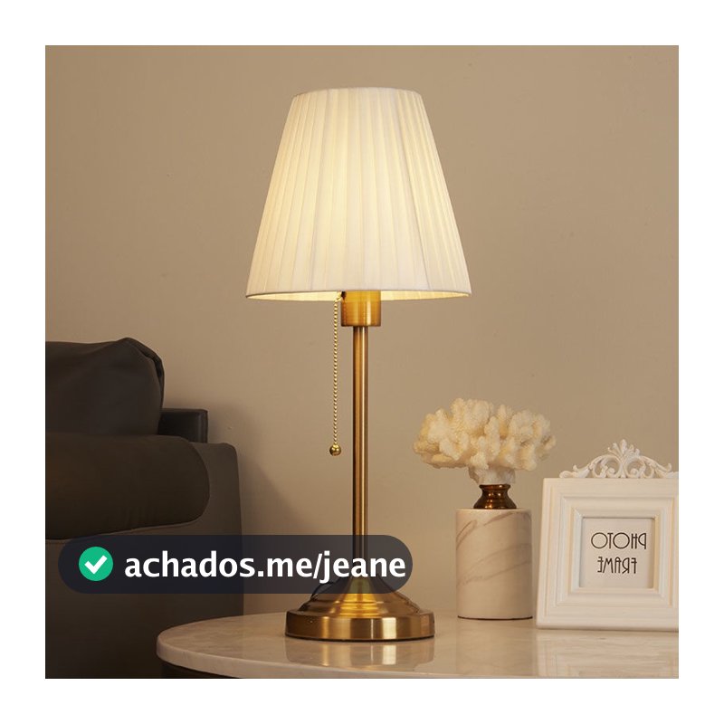 Candeeiro De Mesa Estético Estudo Cabeceira De Bronze Americano Com Abajur De Tecido , Vintage Zíper