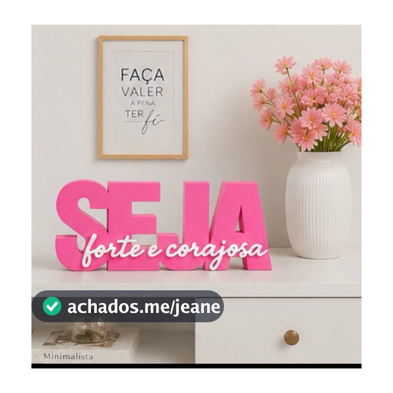 Placa Quadro Decorativo Cristão 3D Seja Forte e Corajosa – Decoração Sala Quarto Escritório para seu lar