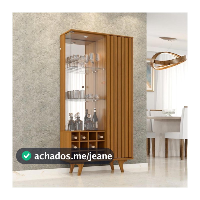 Cristaleira Elba com LED, Vidro e Soft Close Sala de Jantar