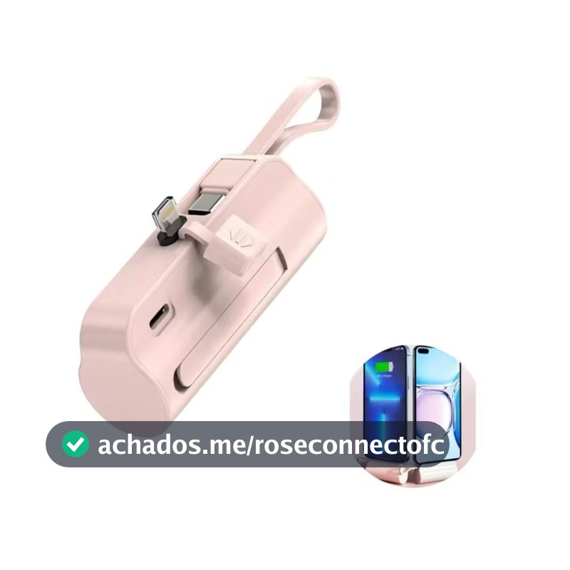 Carregador Portatil Mini  Power Bank 1.0000mAh Sem Fio 2em1 Carregador para iPhone e Tipo-C