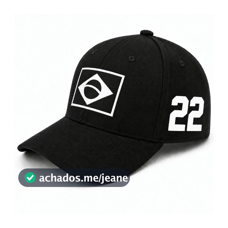 Boné 22 Brasil Preto Estampado DTF Qualidade Boné Masculino ou Feminino Unissex Ajustável Baseball Aba Curva Regulável