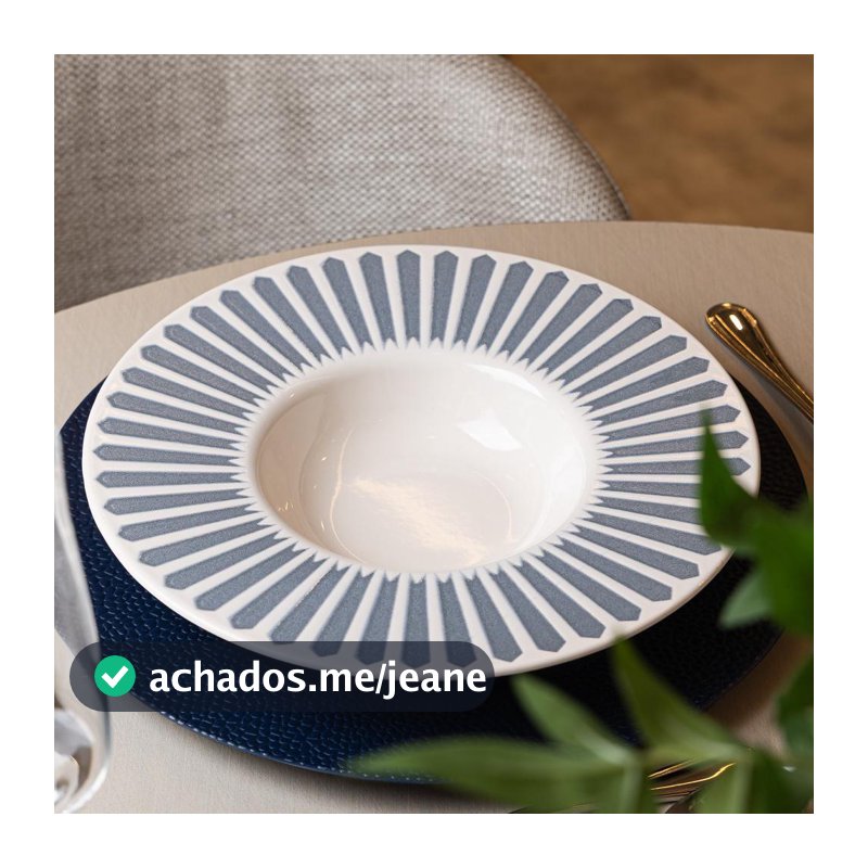 Prato Para Risoto Wolff Mediterrâneo 28cm Azul Cerâmica Fundo Elegante Para Massas Sopas Mesa Posta Restaurante Presente