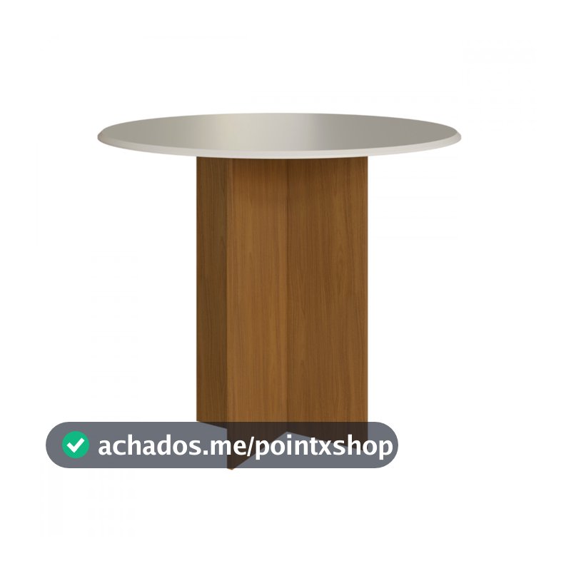 Mesa de Jantar Redonda 90x90 Aline Freijo com Off White Indekes