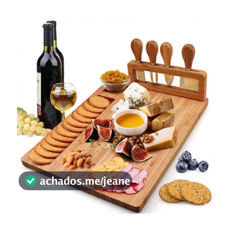 Tabua Queijos e Frios + Kit Espátulas 04 Peças