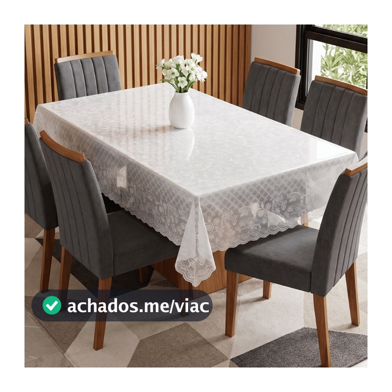 Toalha de Mesa Rendada Para 4 e 6 Lugares Várias Estampas Impermeável Decoração Plástico PVC