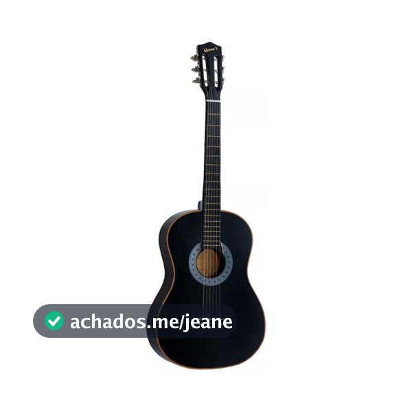 Violão Musical Para Iniciantes Acústico Queen's Preto Cordas de Nylon