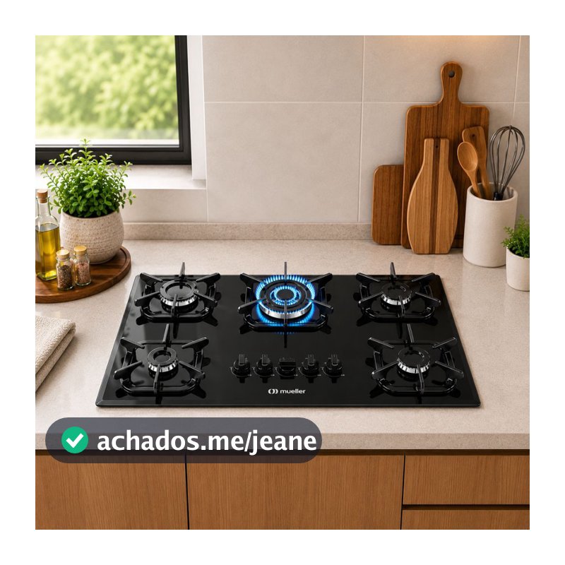 Cooktop Mueller 5 Bocas com Queimador Tripla Chama Preto - Bivolt