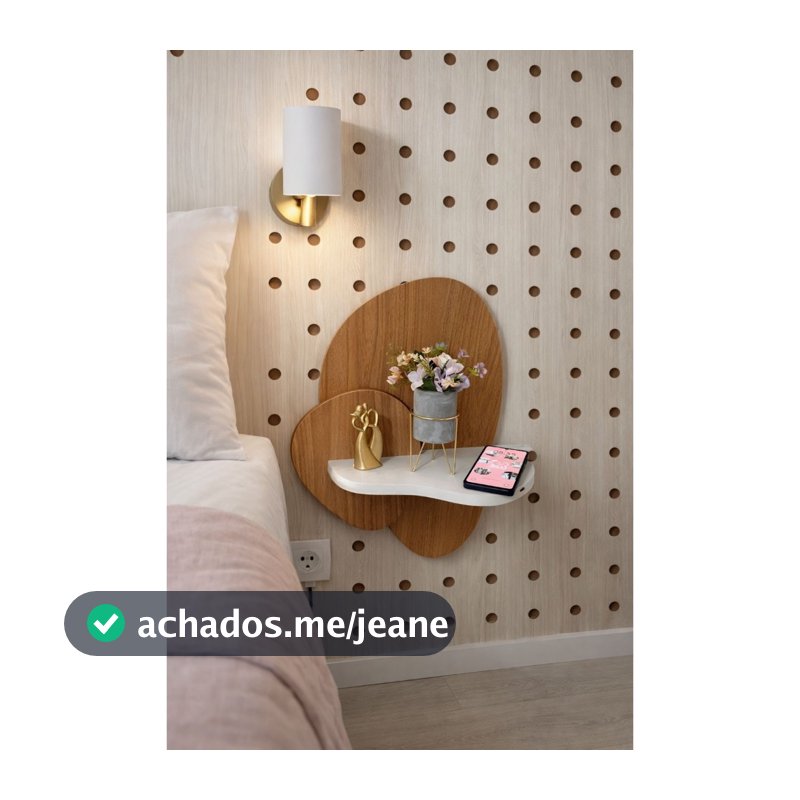 Mesa de Cabeceira Suspensa Aurora – Linha Orgânica | Design Moderno em MDF
