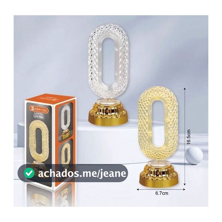 Mini Luminária de Mesa Abajur Estrela Oval Lua 15CM Lâmpada Quarto Luxuosa Cristal Acrílico 3 Tons de Led