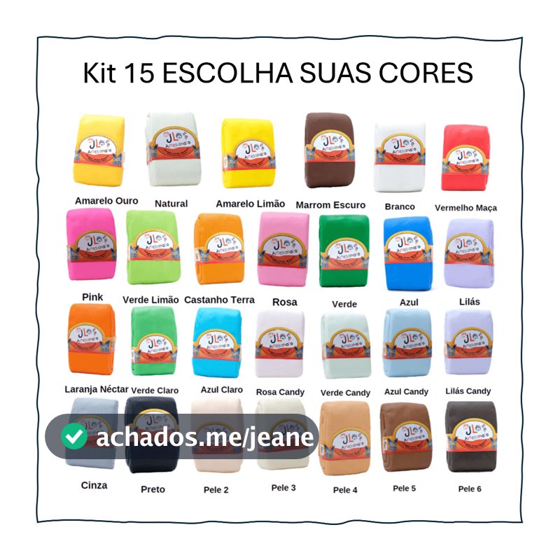 Kit 15 Massas de Biscuit JL Artesanato 90g ESCOLHA SUA COR Monte Seu Kit