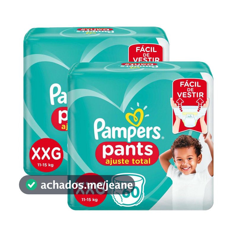 Kit 120 Fralda Pampers Pants Ajuste Total Top Tamanho XXG