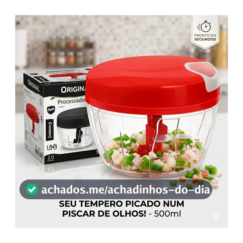 Processador 170ml e 500ml Triturador de Alimentos Alho Cebola Legumes Cozinha Preto e Vermelho
