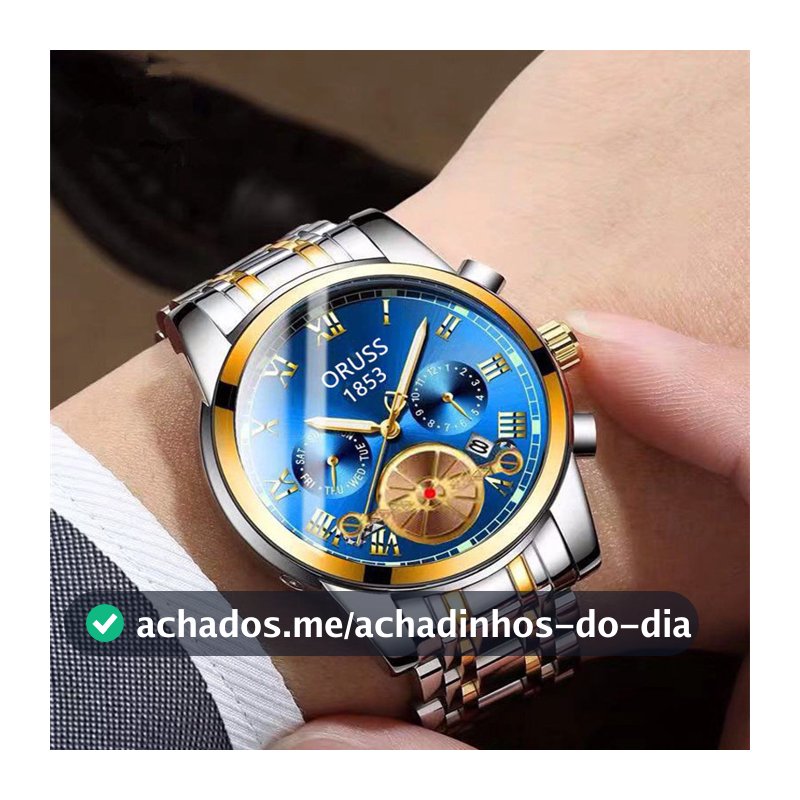 Relógio ORUSS XF Masculino - Aço Inoxidável, Automático, 30m À Prova d'Água