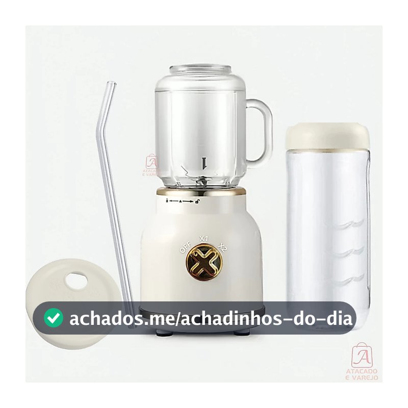 Mini Liquidificador Portátil Juicer Copo Caneca 500ml e 450ml Com 10 Lâminas, Tampa, Canudo e Copo Recarregavel