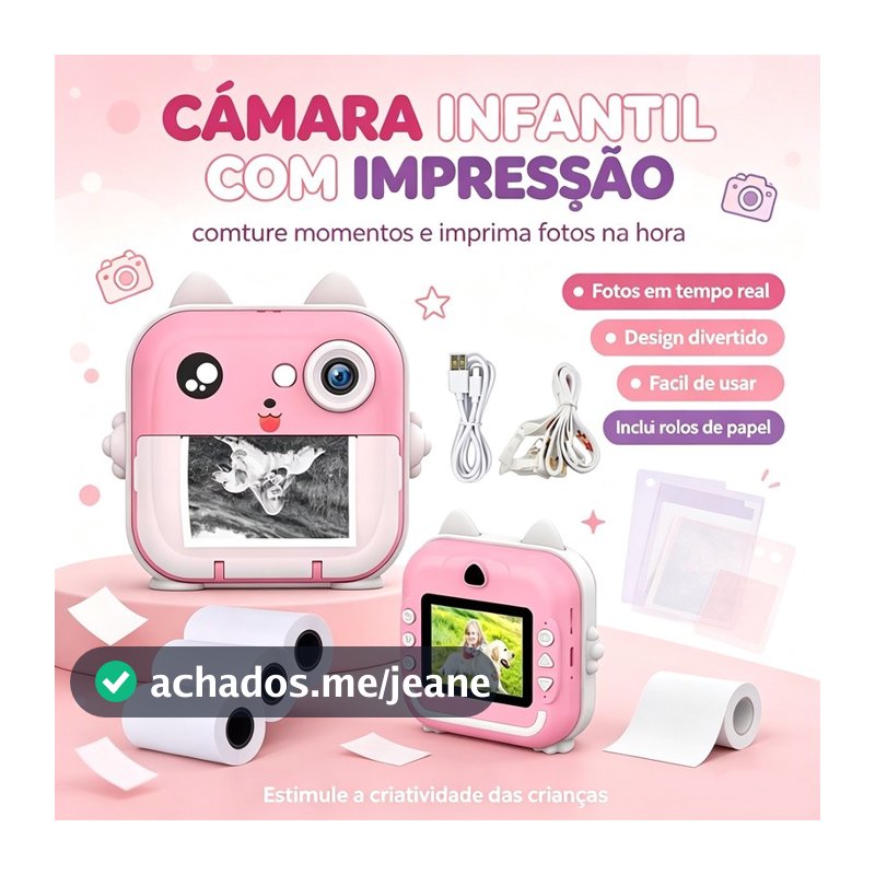 Câmera De Impressão Instantânea Para Crianças Vídeo Fotografia Digital Fotográfica Toy Impressora Térmica Menina menino