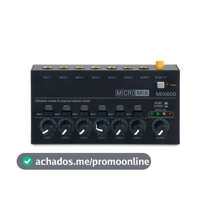 VEDO Mini Mixer De áudio 6 Canais Mixer De Som De Estéreo Linha De Ruído Ultrabaixo Ultracompacto para Guitarras Baixos