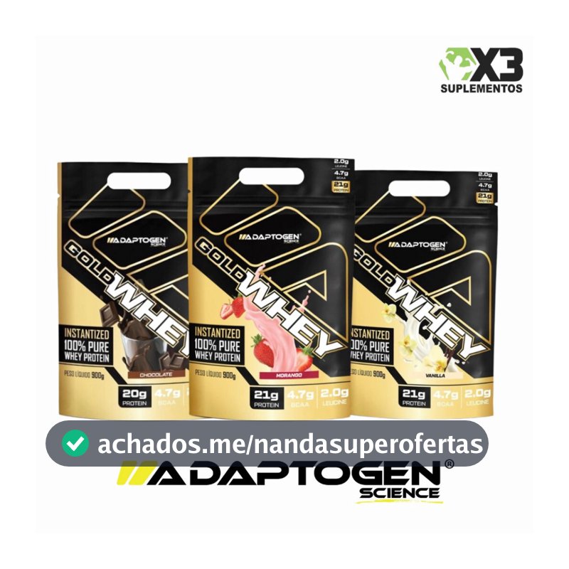 Gold Whey Adaptogen 900g- Whey Protein Concentrado 100%