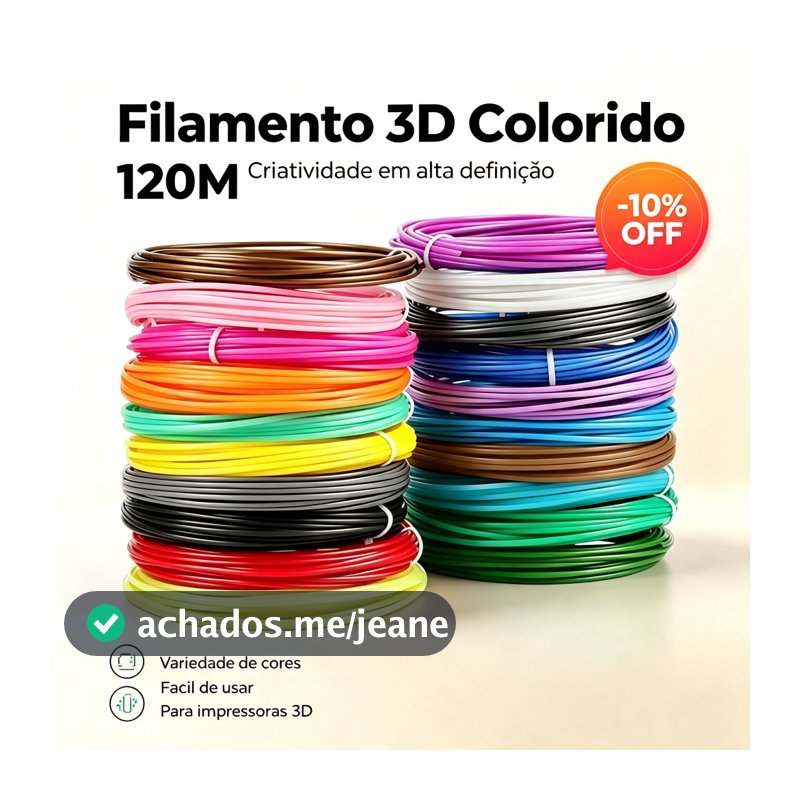 Refil Filamento Abs Kit 10 Cores 120/110/100/60/50M Impressora 3d Canetam, coco