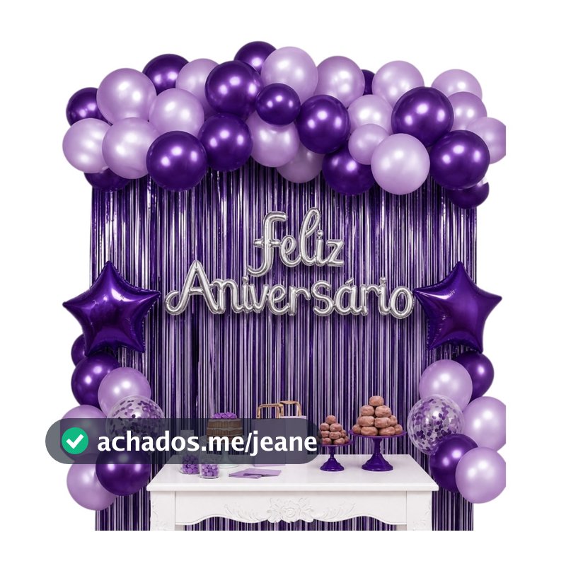 KIT DECORAÇÃO FESTA FELIZ ANIVERSÁRIO 55 PEÇAS /FESTA COMPLETA COM CORTINA+BALÕES