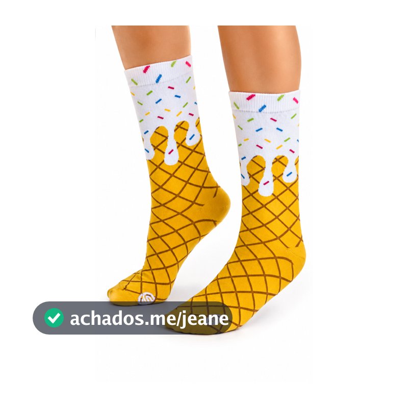 Meia 3/4 Adulto e Infantil Cano Alto Modinha Sorvete Criativa Meia Maluca Premium Algodão