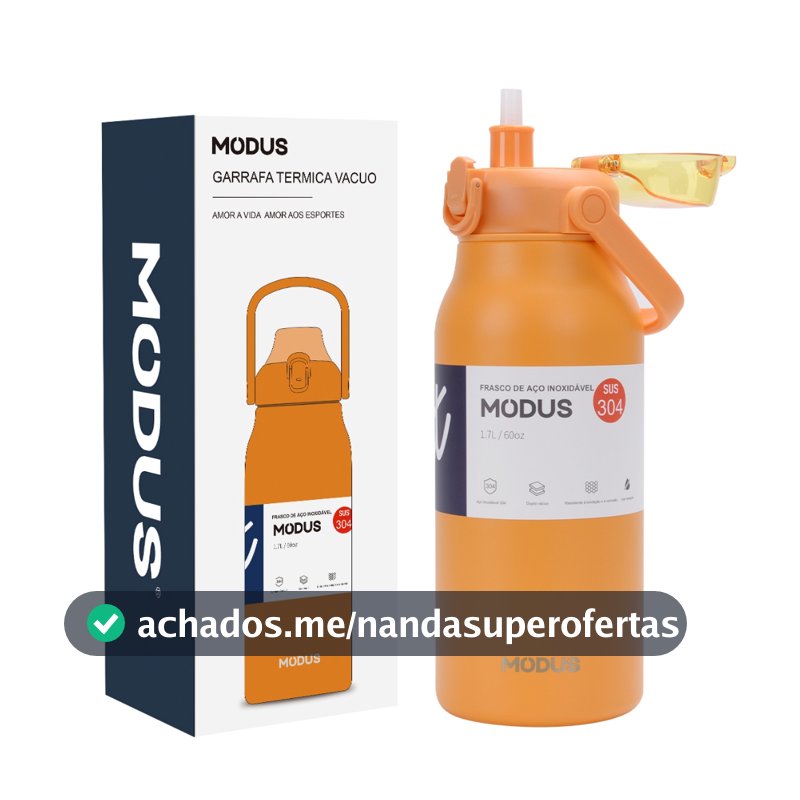 MODUS Garrafa Térmica de Viagem Inox 1700ml Água Com Canudo