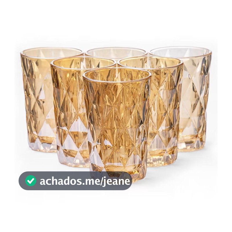 Jogo De Copos com 6un Vidro Diamond 350ml.