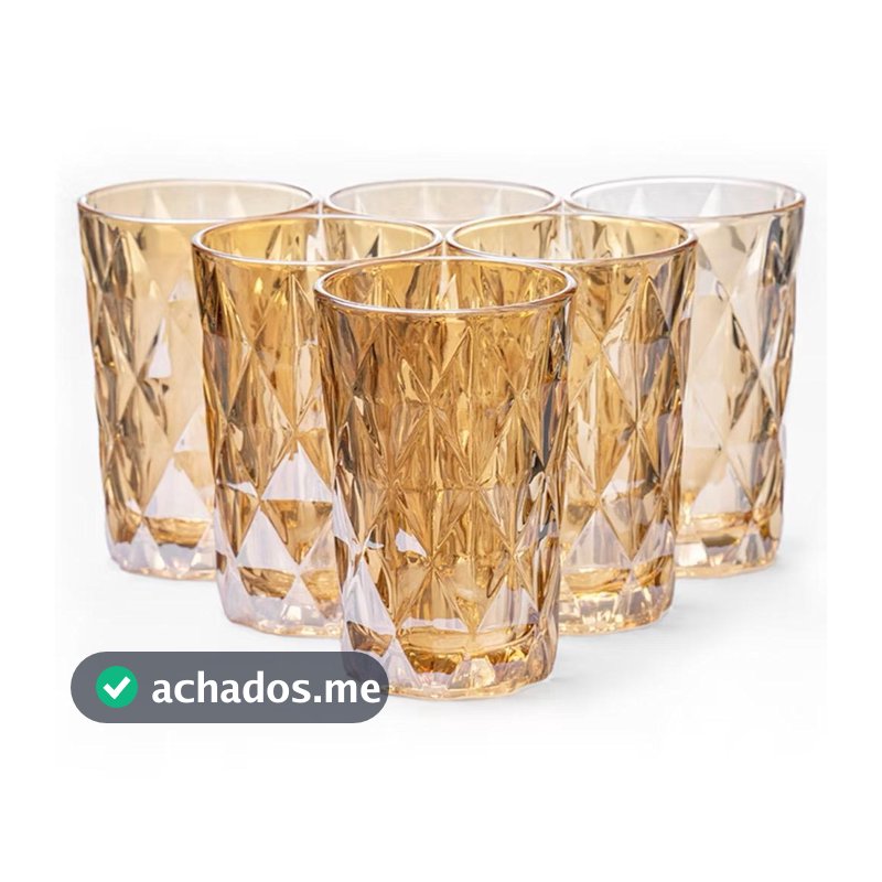 Jogo De Copos com 6un Vidro Diamond 350ml.