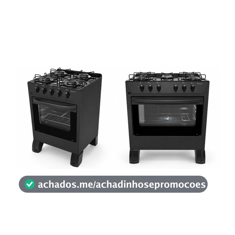 Fogão De Piso á Gás Braslar Carina 4 e 5 bocas Preto com Mesa de Vidro Acendimento Automático