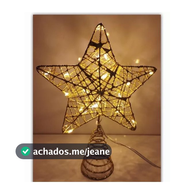 Estrela Ponteira Aramada Dourada Led Bivolt Enfeite Natal