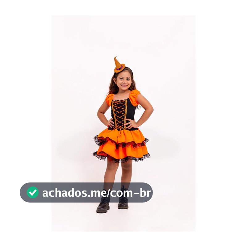 Fantasia Vestido Bruxa Festa Halloween Infantil Menina Festa Luxo Lute Corpete