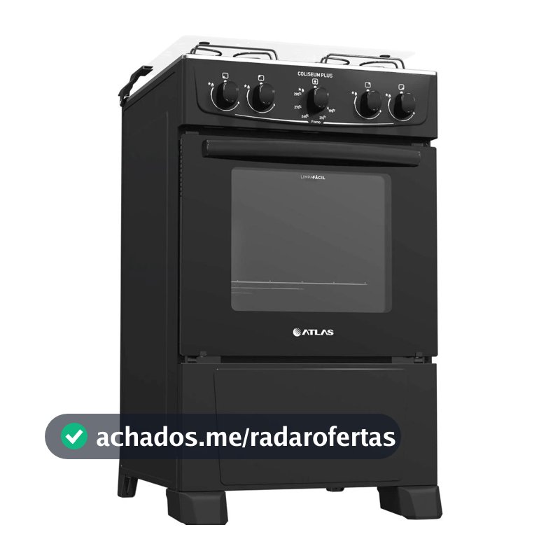 Fogão De Piso Atlas Coliseum Plus 4 Bocas Mesa Inox Forno 50 Litros