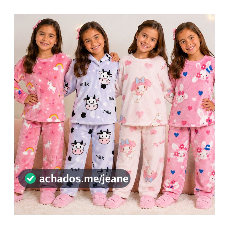 Pijama Infantil Peluciado Soft Fleece Longo Inverno menino menina estampado