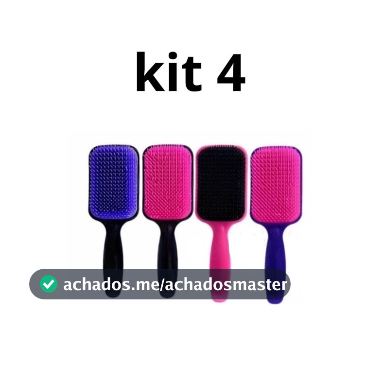 kit 4 Escovas De Cabelo Raquete Almofadada, Escova Raquete Flex Desembaraça Todos Tipos Cabelos