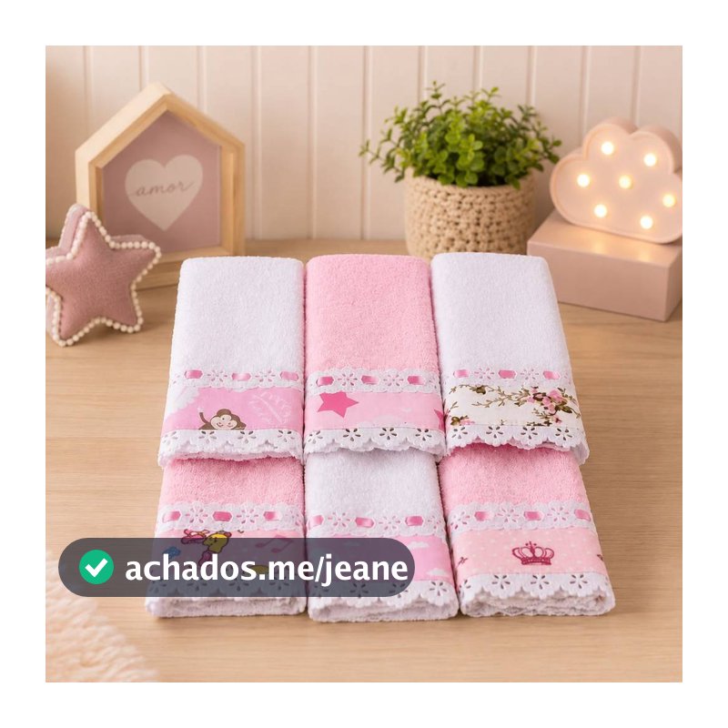 Kit Toalha Ombro e Boca Bebê Babete com Lasy Passa Fitas 6 Unidades Estampas Variadas Macias