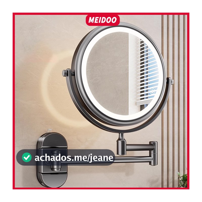 MEIDOO Espelho de maquiagem, espelho de banheiro, com luz, sem necessidade de perfuração