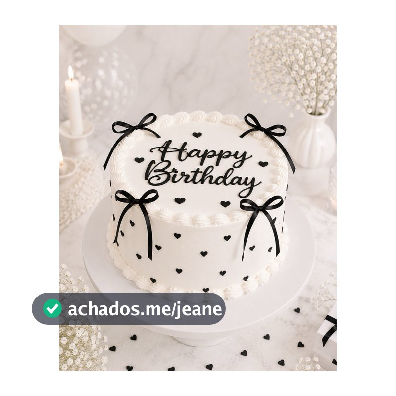 Topo de Bolo Happy Birthday + 5 Laços + Corações /Aplique Decoração Bolo Festa Aniversário Vintage cake