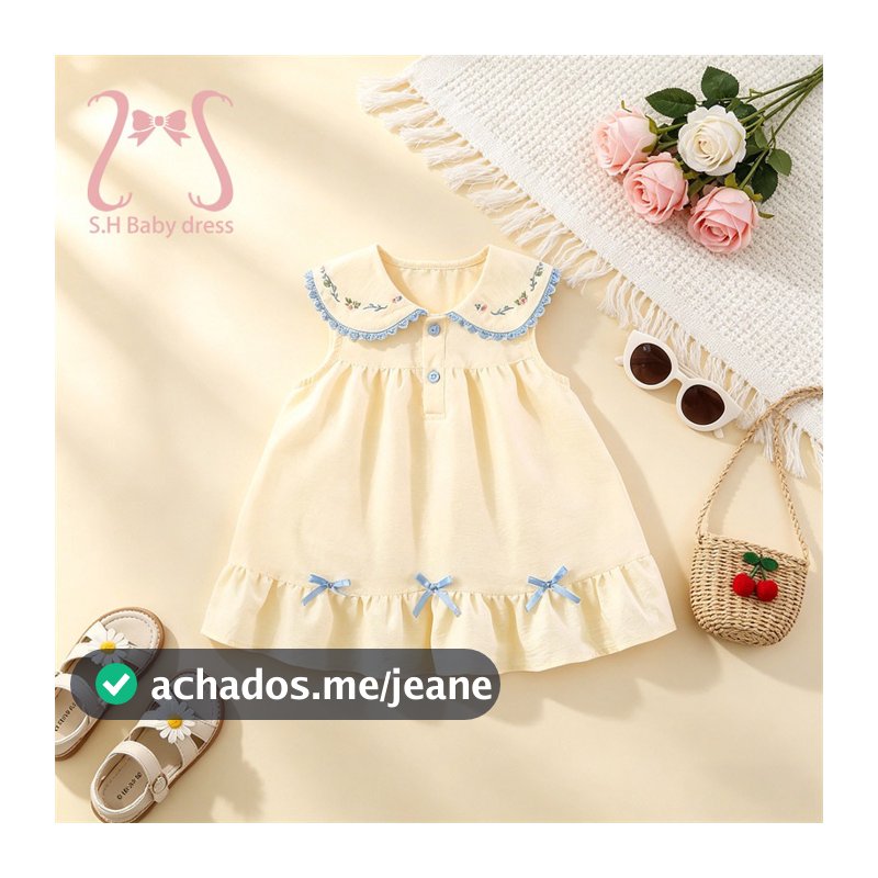 Bonito Bebê Menina Sem Mangas Vestido De Verão Floral Bordado Bowknot Crianças Roupas Infantis Casual 0-4 T Criança Traj