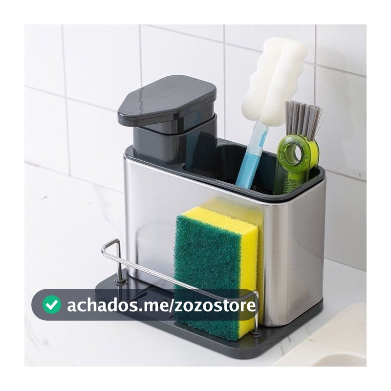 Porta Detergente Rack Armazenamento De Cozinha Organizador Dispensador De Sabão Aço Inox Para Pia