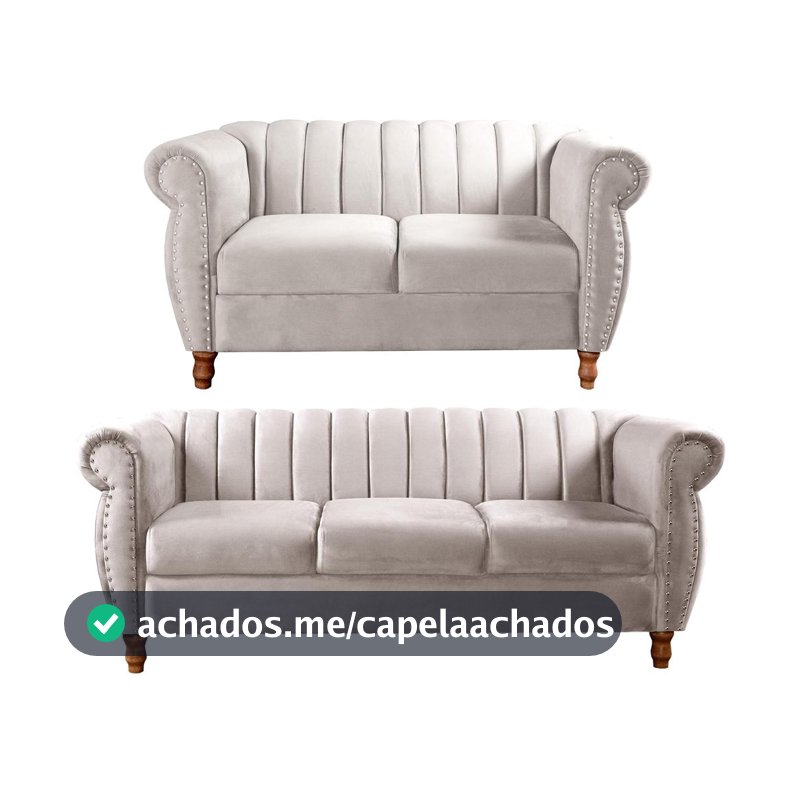 Conjunto Sofá Chesterfield Realeza 2 e 3 Lugares Retrô Bella Decor