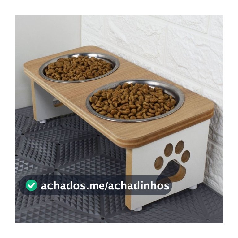 Comedouro Bebedouro PET Duplo Elevado Cachorro MDF Tigela Inox 300ml modelo Tradicional