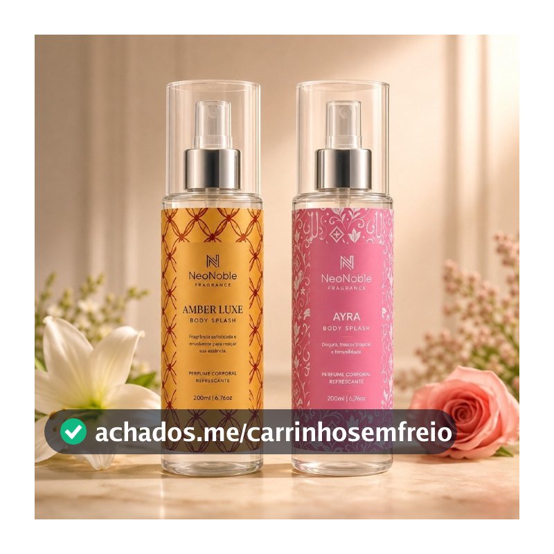 Kit 2 Body Splash Femininos Perfumes Árabe Ayra e Amber Royale 200ml Cada