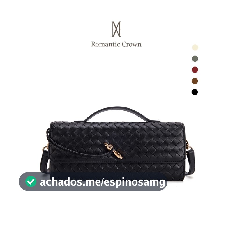ROMANTIC CROWN Bolsa Feminina Mão Transversal Ombro Trançada Couro PU Vegan, Clutch Noite Balada Casamento Alça Ajustáve