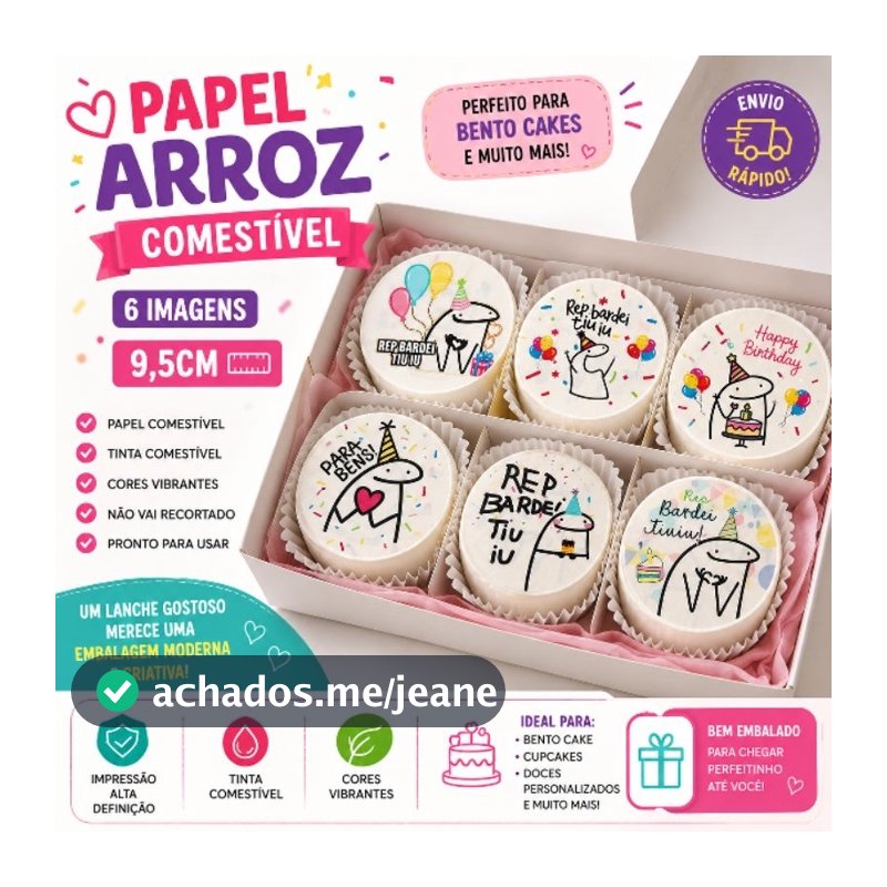12 Papel de arroz aniversário flork bento cake bolo festa comestível 9,5cm misto 12 imagem mista