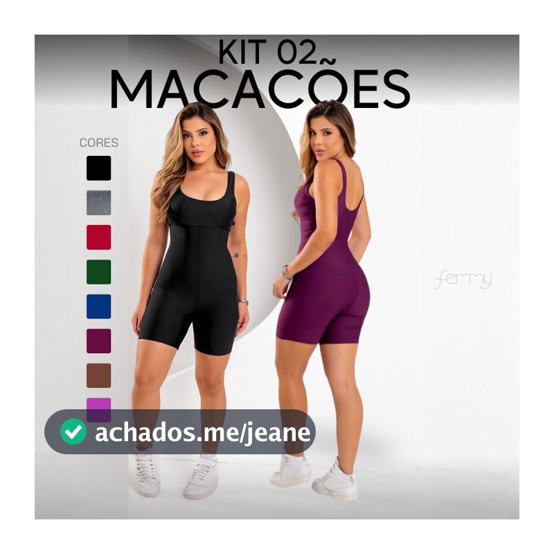 KIT 2 Macaquinho Macacão Fitness Academia EXCELENTE QUALIDADE (COM BOJO REMOVIVEL)
