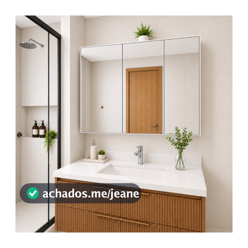 Armário Superior Banheiro Com Espelho Mdf Espelheira 75x70x12cm