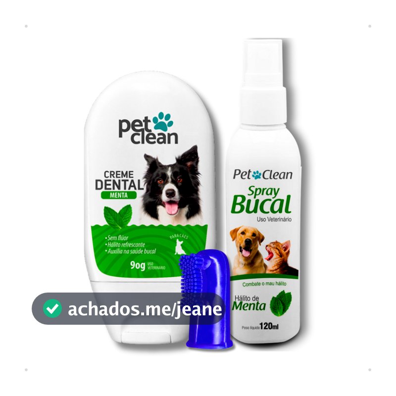 Kit Higiene Bucal Creme Dental Pasta de Dente Cachorro e Gato + Spray Bucal + Dedeira Pet Clean